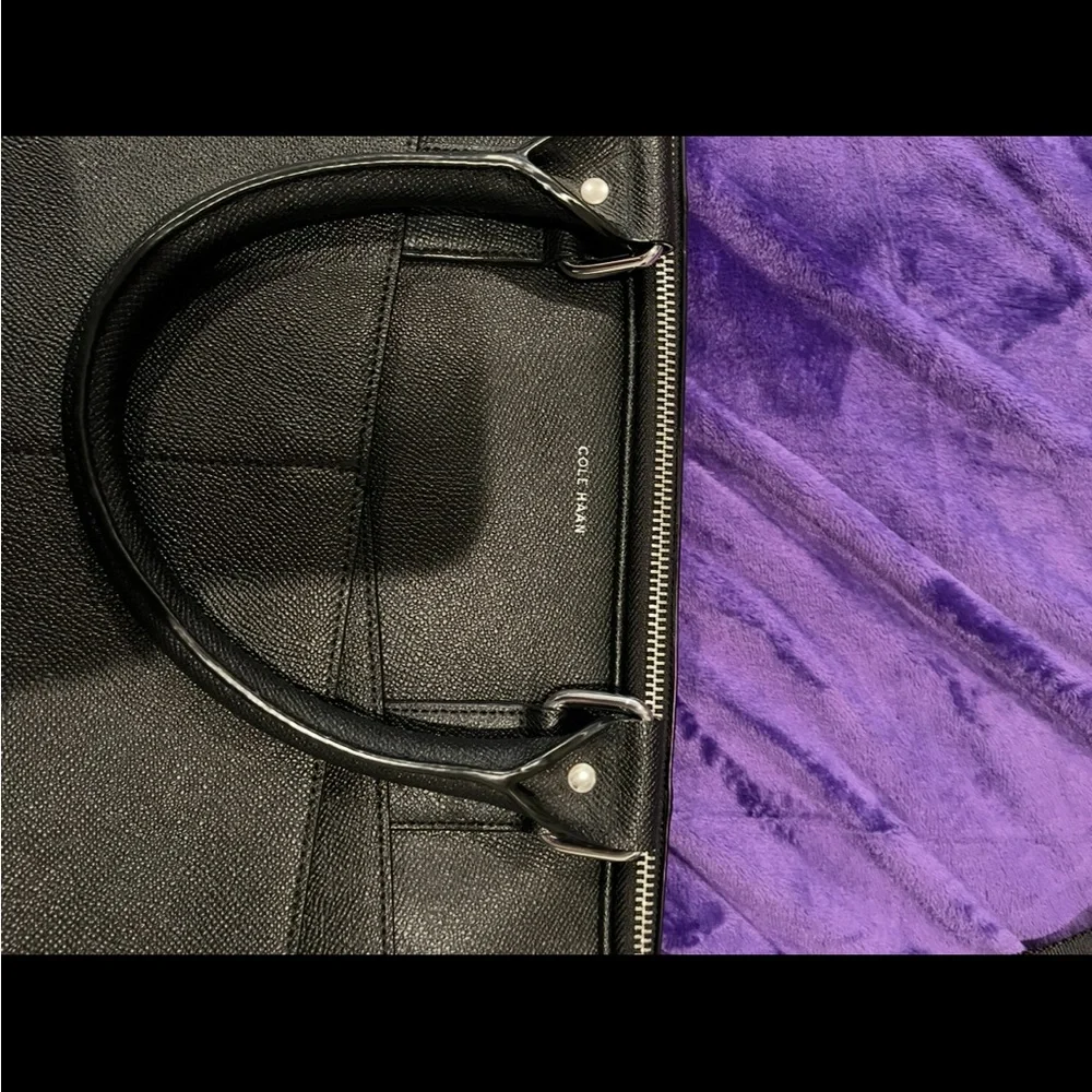 Cole Haan American Airlines Black Leather Briefcase Bag